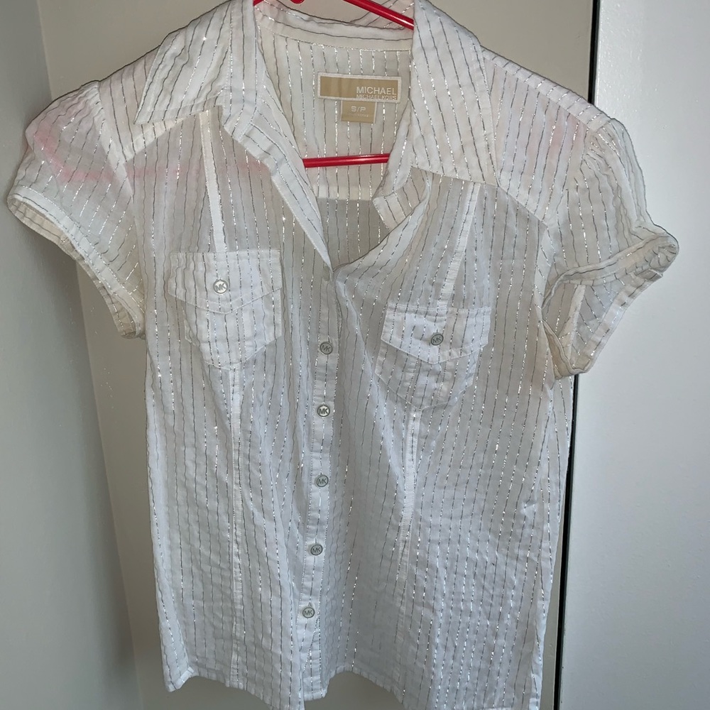 White and silver Michael Kors top